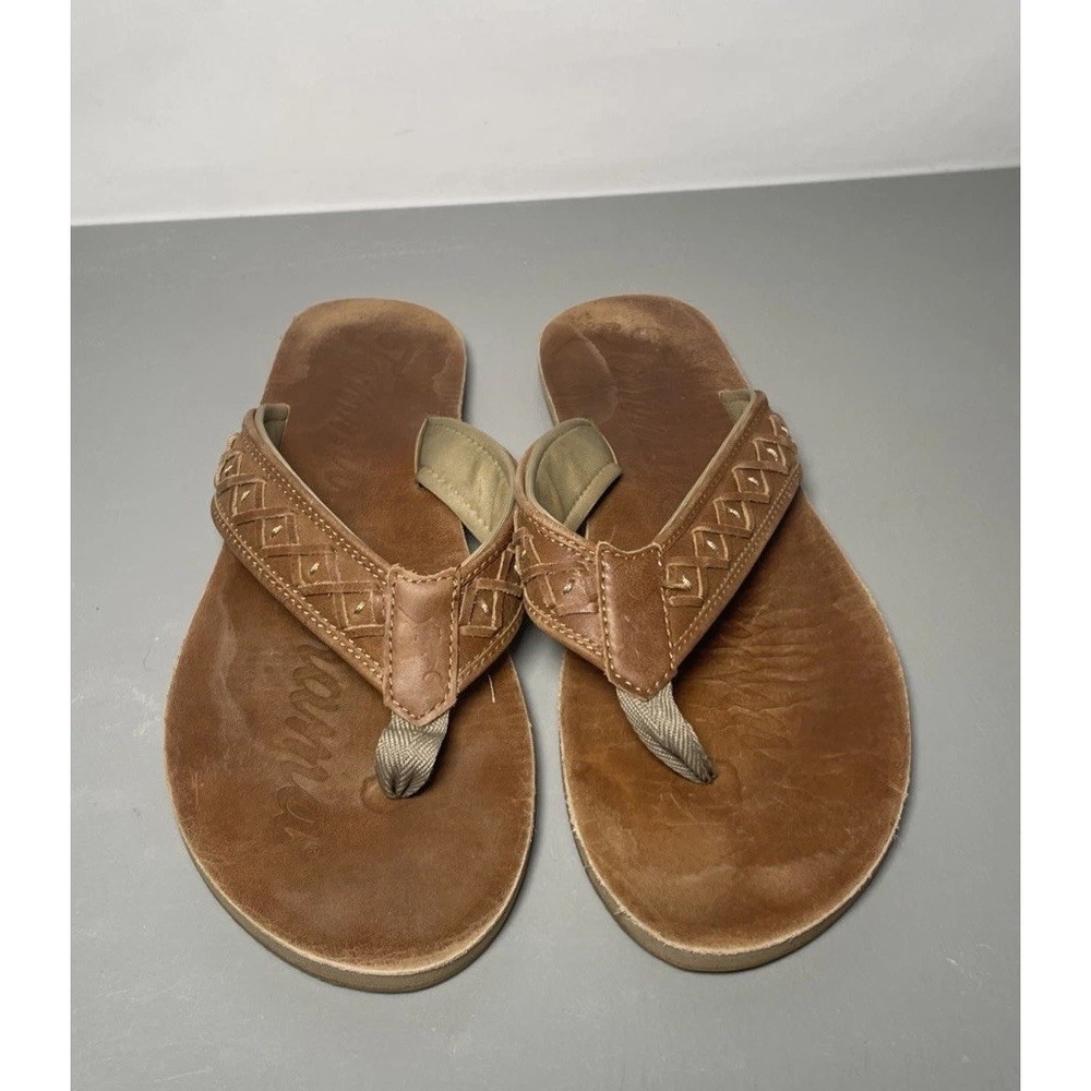 Tommy Bahama Sandals Men's Size 10 Brown Leather Thong Flip Flops
